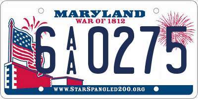 MD license plate 6AA0275