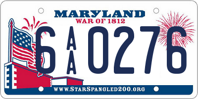 MD license plate 6AA0276