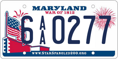 MD license plate 6AA0277