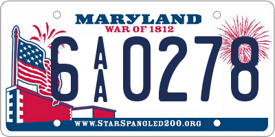 MD license plate 6AA0278