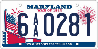 MD license plate 6AA0281