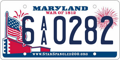 MD license plate 6AA0282