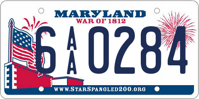 MD license plate 6AA0284