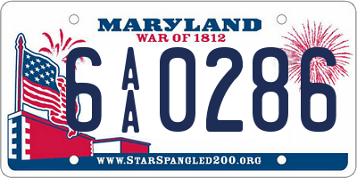 MD license plate 6AA0286