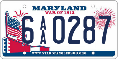 MD license plate 6AA0287