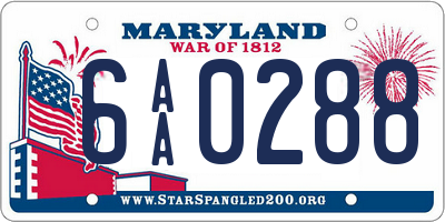 MD license plate 6AA0288