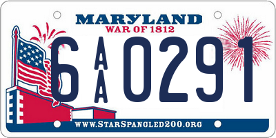 MD license plate 6AA0291