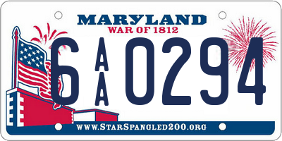 MD license plate 6AA0294