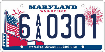 MD license plate 6AA0301