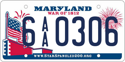 MD license plate 6AA0306