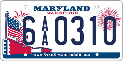 MD license plate 6AA0310