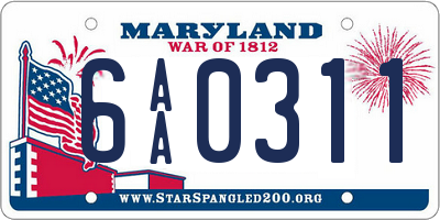 MD license plate 6AA0311