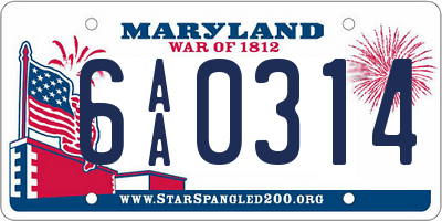 MD license plate 6AA0314