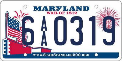 MD license plate 6AA0319