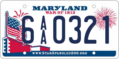 MD license plate 6AA0321