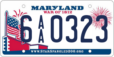 MD license plate 6AA0323