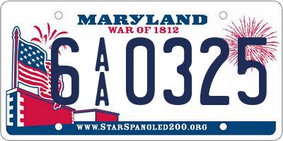 MD license plate 6AA0325