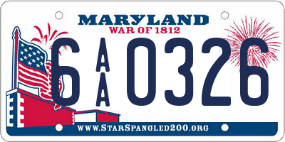 MD license plate 6AA0326