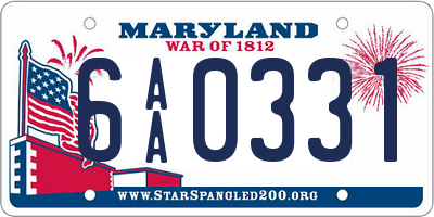 MD license plate 6AA0331