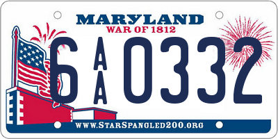 MD license plate 6AA0332