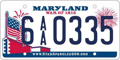 MD license plate 6AA0335
