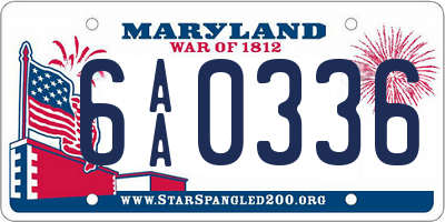 MD license plate 6AA0336