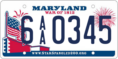 MD license plate 6AA0345