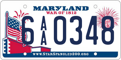 MD license plate 6AA0348