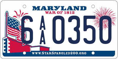 MD license plate 6AA0350