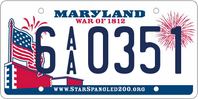 MD license plate 6AA0351