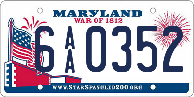 MD license plate 6AA0352