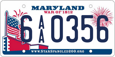 MD license plate 6AA0356