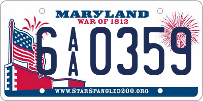 MD license plate 6AA0359