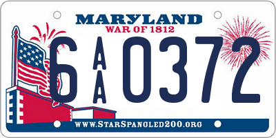 MD license plate 6AA0372