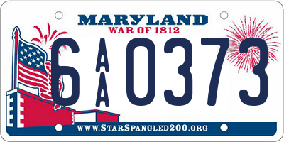 MD license plate 6AA0373