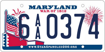 MD license plate 6AA0374