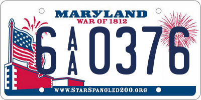 MD license plate 6AA0376