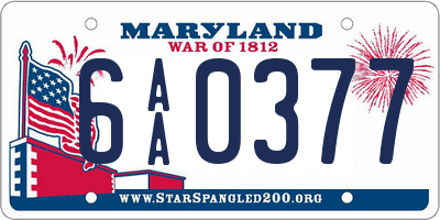 MD license plate 6AA0377