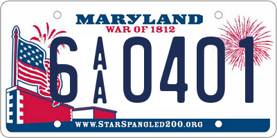 MD license plate 6AA0401