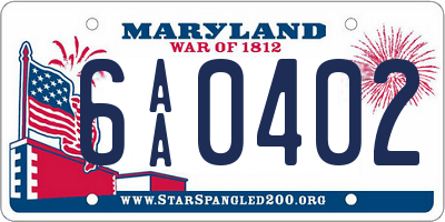 MD license plate 6AA0402