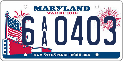 MD license plate 6AA0403