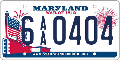 MD license plate 6AA0404