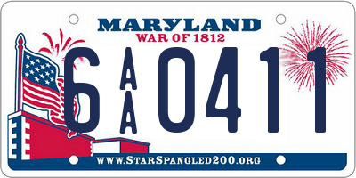 MD license plate 6AA0411