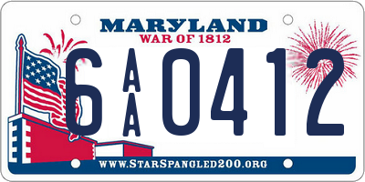 MD license plate 6AA0412