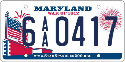 MD license plate 6AA0417