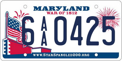 MD license plate 6AA0425