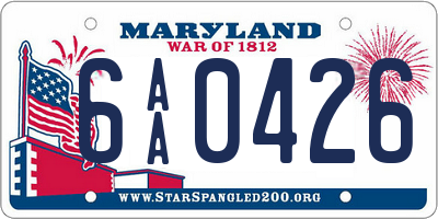 MD license plate 6AA0426