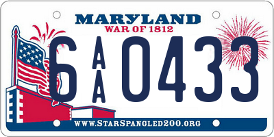 MD license plate 6AA0433