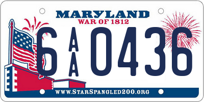 MD license plate 6AA0436