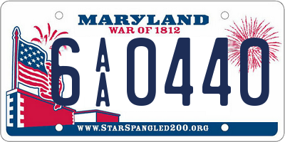 MD license plate 6AA0440